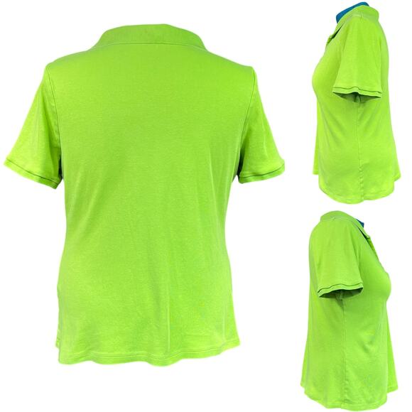 Lane Bryant Polo Style Top Plus Size 14/16 Green 100% Liquid Cotton - Picture 3 of 12